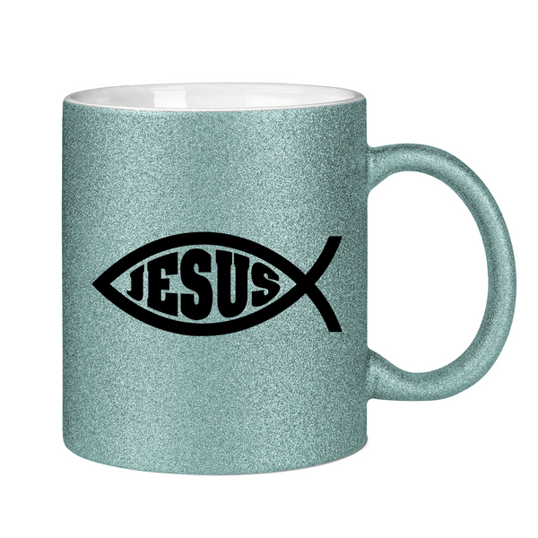 Glitzertasse Ichthys fisch christliches symbol