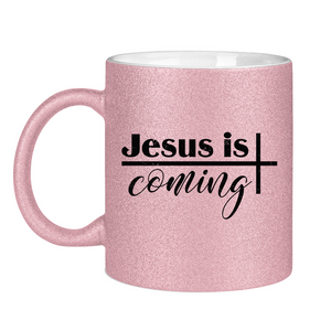 Glitzertasse jesus is coming