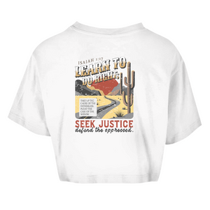 Damen Oversize Crop Top learn to do right isaiah 1:17