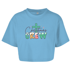Damen Oversize Crop Top christmas crew