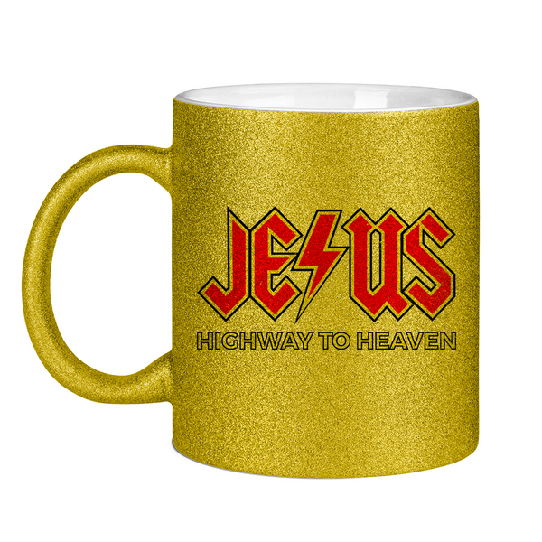 Glitzertasse jesus highway to heaven