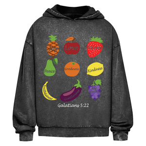 Oversize Washed Hoodie Joy Love Patience galatians 5:22