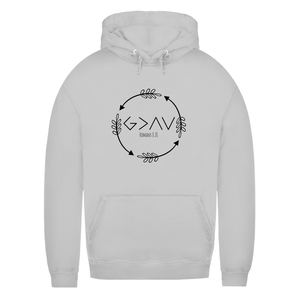 Damen Hoodie god greater than highs lows romans 8:28