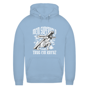 Damen Hoodie mein superheld trug ein kreuz
