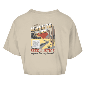 Damen Oversize Crop Top learn to do right isaiah 1:17