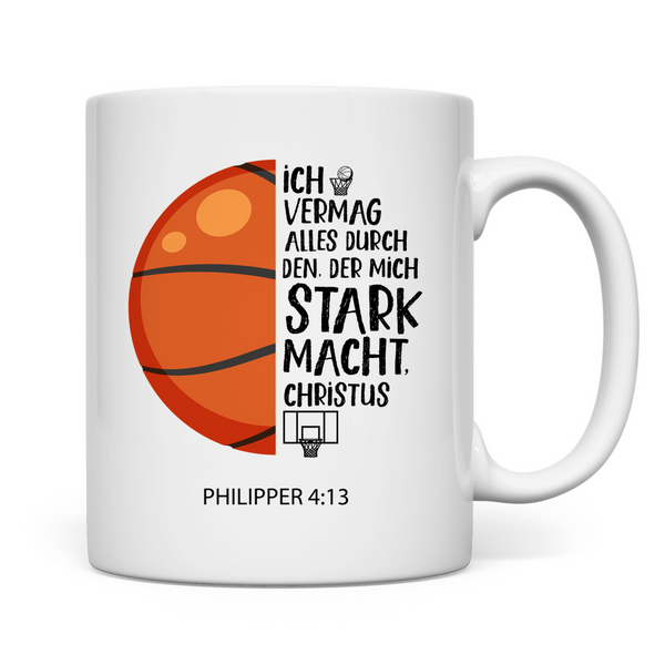 Tasse der mich stark macht philipper 4:13 basketball