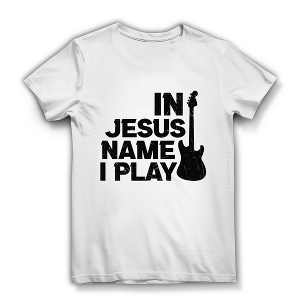 Damen Bio T-Shirt in jesus name i play guitarist