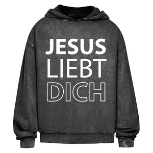 Oversize Washed Hoodie jesus liebt dich