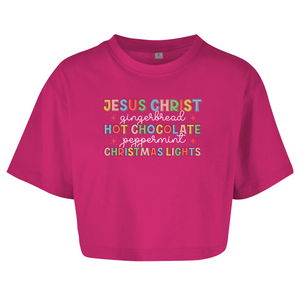 Damen Oversize Crop Top jesus christ gingerbread