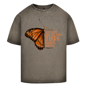 Oversize Washed T-Shirt der mich stark macht schmetterling