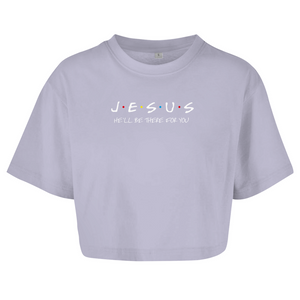 Damen Oversize Crop Top jesus he will be there for you