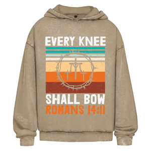 Oversize Washed Hoodie every knee shall bow romans 14:11