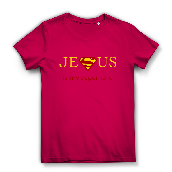 Damen Bio T-Shirt jesus is my superhero