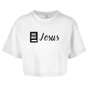 Damen Oversize Crop Top one way jesus