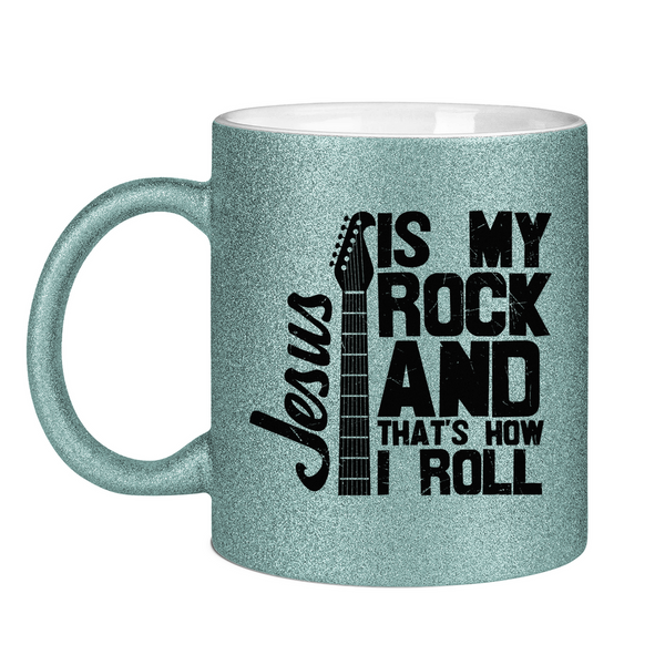 Glitzertasse jesus is my rock gitarrenspieler