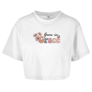 Damen Oversize Crop Top grow in grace