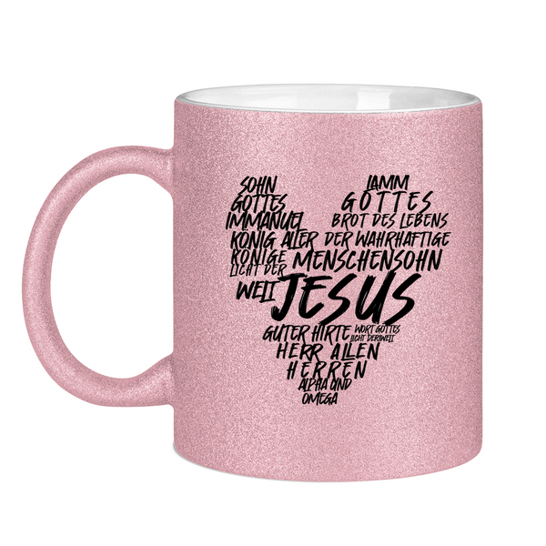 Glitzertasse jesus herz wordcloud