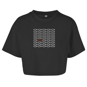 Damen Oversize Crop Top fisch symbol ICHTHYS