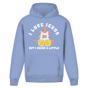 Oversize Hoodie Ohne Kordel i love jesus but i drink a little bier