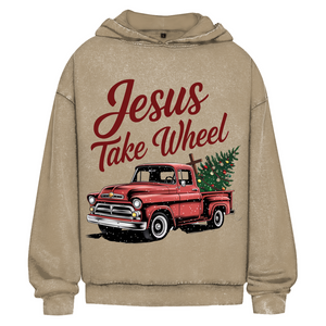 Oversize Washed Hoodie jesus take wheel