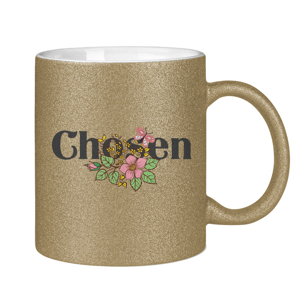 Glitzertasse chosen blumen