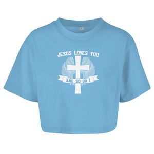 Damen Oversize Crop Topjesus loves you and so do i
