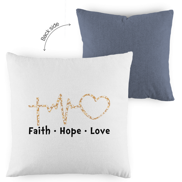 Kopfkissen zweifarbig faith hope love