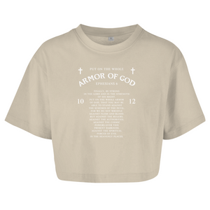 Damen Oversize Crop Top armor of god ephesians 6