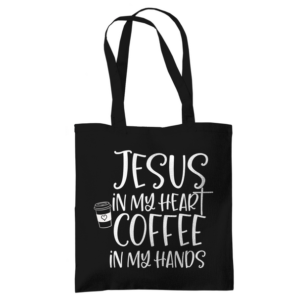 Tragetasche jesus in my heart coffee in my hands