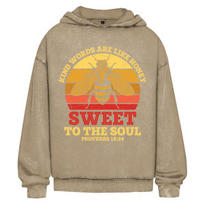 Oversize Washed Hoodie kind words are like honey proverbs 16:24
