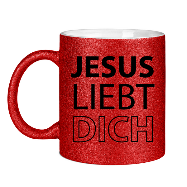 Glitzertasse jesus liebt dich