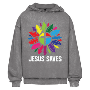 Oversize Washed Hoodie jesus saves