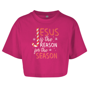 Damen Oversize Crop Top jesus is the reason for the season