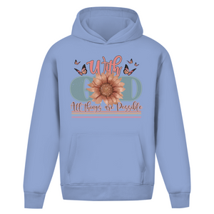 Oversize Hoodie Ohne Kordel with god all things are possible