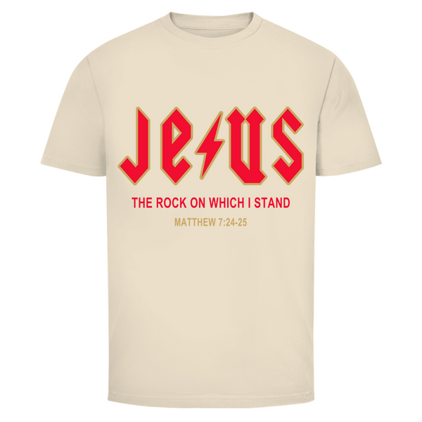 Herren T-Shirt jesus the rock matthew 7:24-25