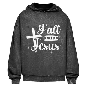 Oversize Washed Hoodie all you need jesus