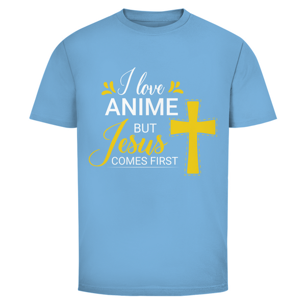 Herren T-Shirt i love anime but jesus comes first