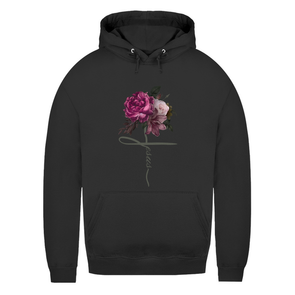 Damen Hoodie jesus blumen