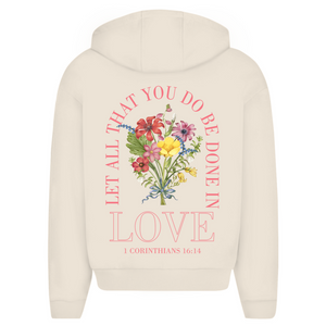 Oversize Zipper Hoodie be done in love 1 corinthians 16:14