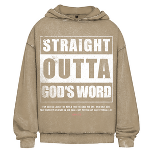 Oversize Washed Hoodie straight outta gods word john 3:16