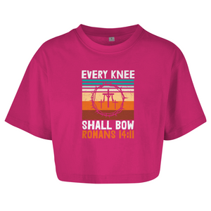 Damen Oversize Crop Topevery knee shall bow romans 14:11