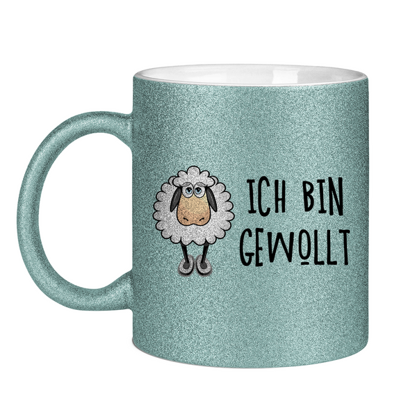 Glitzertasse schaf ich bin gewollt