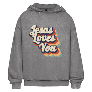 Oversize Washed Hoodie jesus loves you