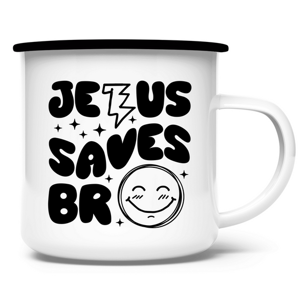 Emaille Tasse jesus saves bro