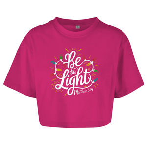 Damen Oversize Crop Top be the light matthew 5:14