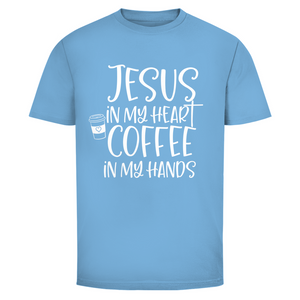 Herren T-Shirt jesus in my heart coffee in my hands