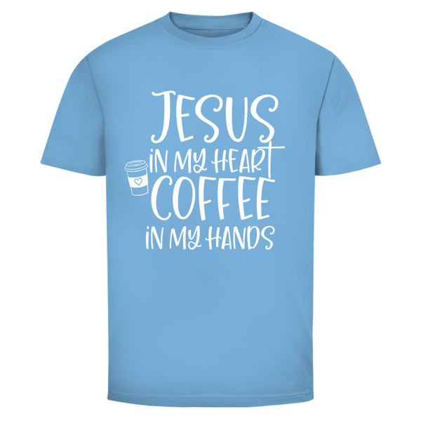 Herren T-Shirt jesus in my heart coffee in my hands