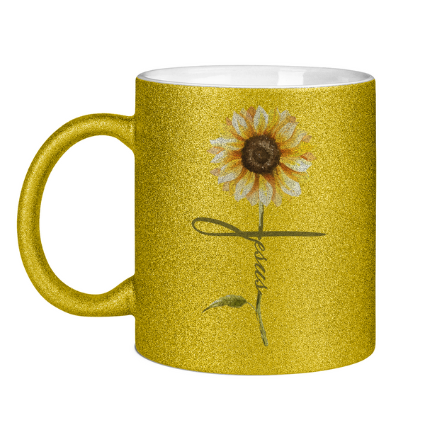 Glitzertasse jesus sonnenblume