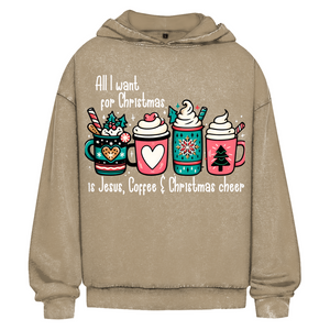 Oversize Washed Hoodie all i want for christmas is jesus coffee