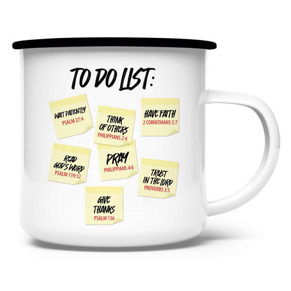 Emaille Tasse to do list psalmen